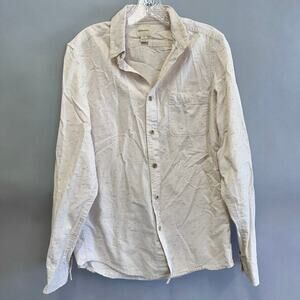G.H. Bass cream w/ multicolor speckles button down casual shirt men's size small